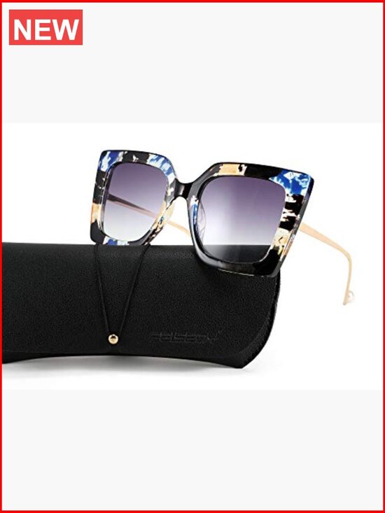 Oversized Square Cat Eye Sunglasses Pearl Inlay Frame UV400 Protection main image 5